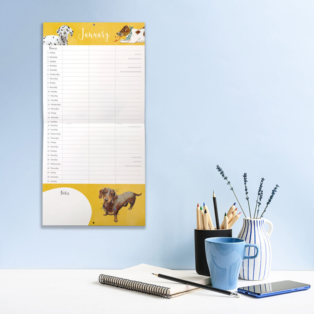 Dog Lovers Organiser Square Wall Calendar from the Cinnamon Trust Charity Webshop | Make a difference with every purchase