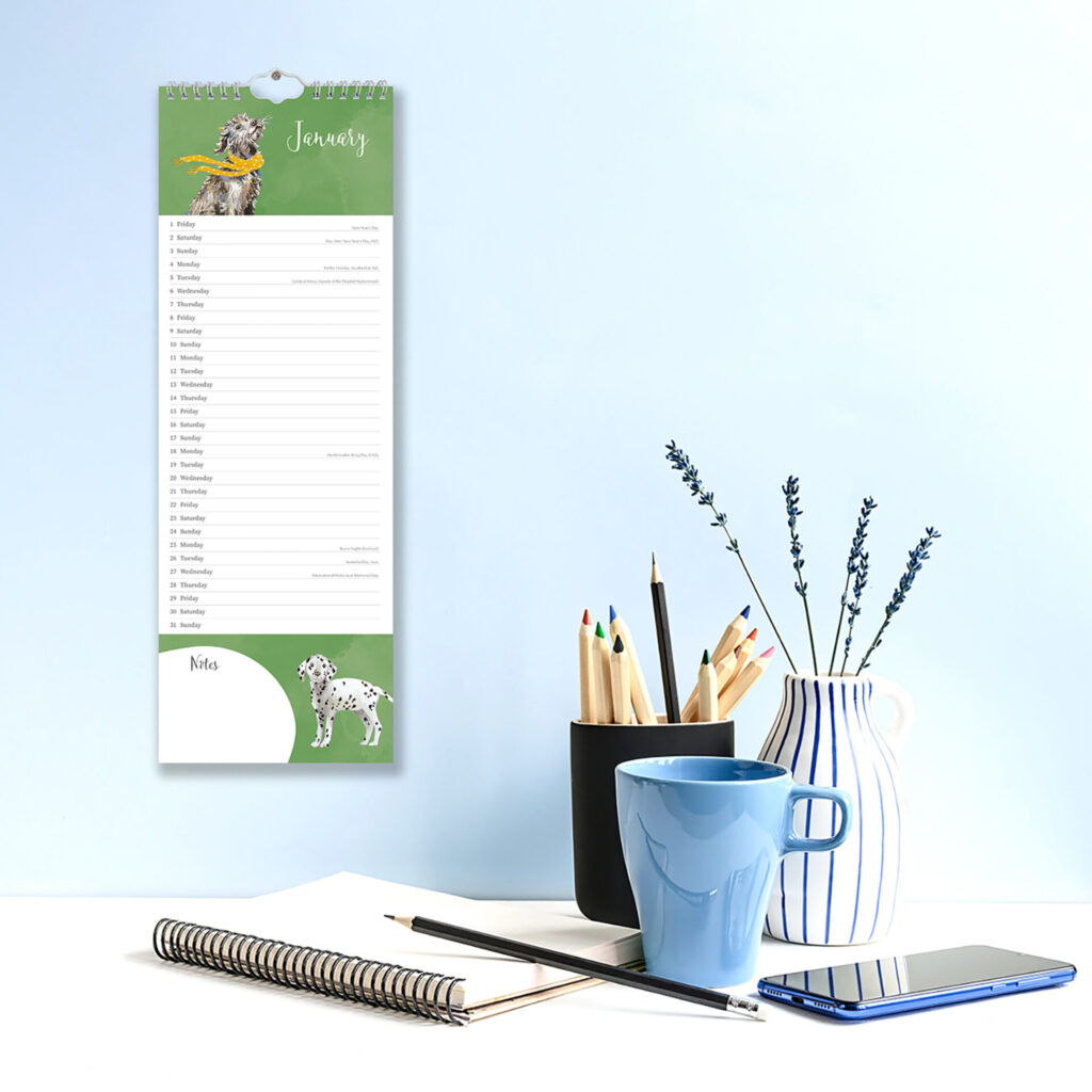 Dog Lovers Slimline Calendar from the Cinnamon Trust Charity Webshop | Make a difference with every purchase