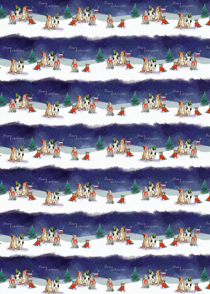 Dogs In The Snow Wrapping Paper 2024 from the Cinnamon Trust Charity Webshop | Make a difference with every purchase