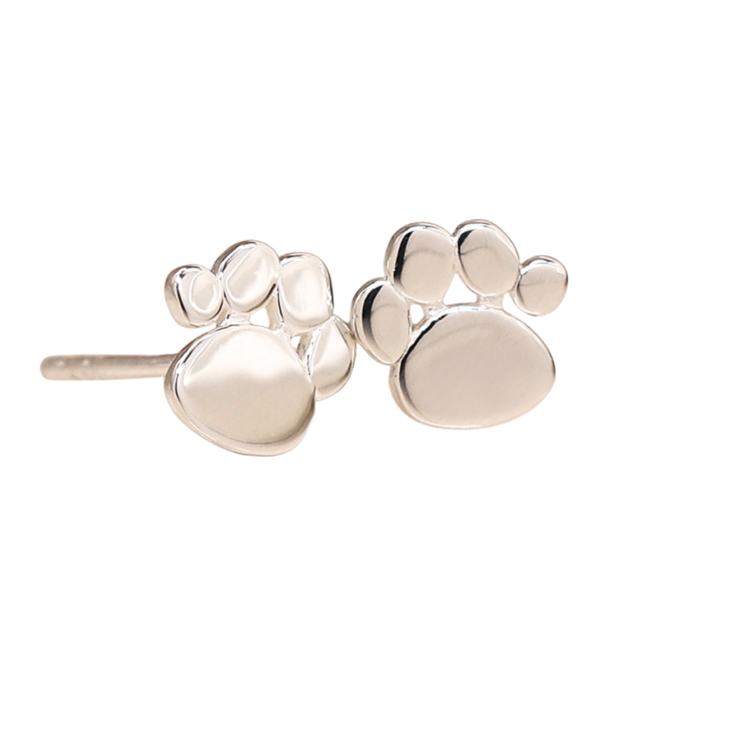 Silver paw print studs from the Cinnamon Trust Charity Webshop | Make a difference with every purchase