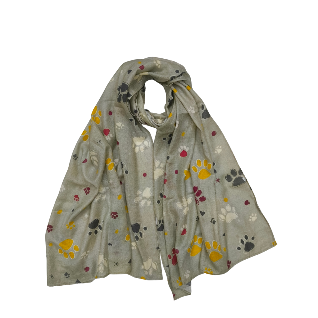 Paw Print Scarf Biege from the Cinnamon Trust Charity Webshop | Make a difference with every purchase