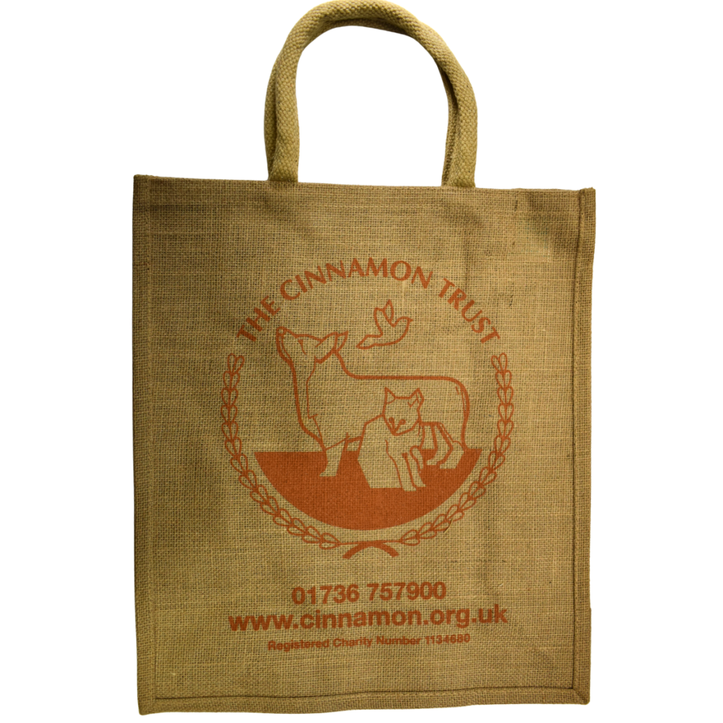 Cinnamon Trust Jute Bag Natural Short Handle from the Cinnamon Trust Charity Webshop | Make a difference with every purchase