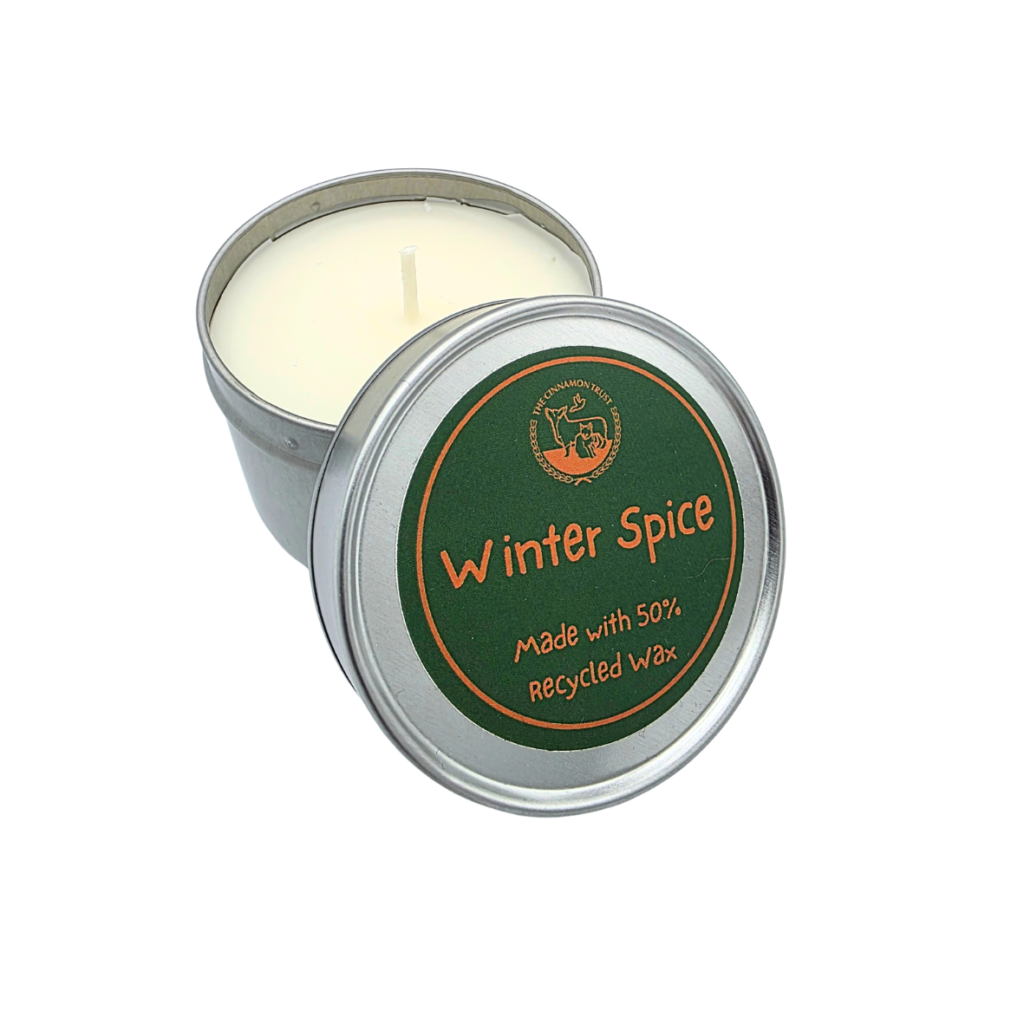 Winter Spice Candle Tin from the Cinnamon Trust Charity Webshop | Make a difference with every purchase
